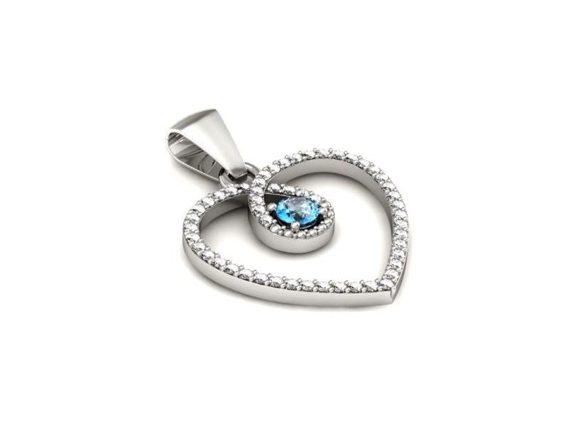 Zawieszka z topazem i brylantami białe złoto 585 - W15383btp — zdjęcie 2