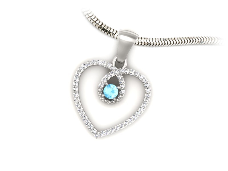 Zawieszka z topazem i brylantami białe złoto 585 - W15383btp — zdjęcie 3