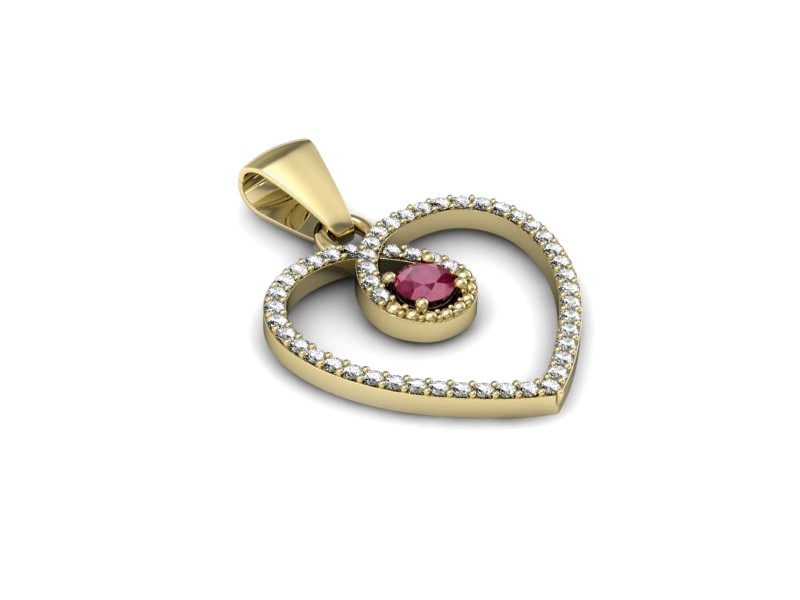 Zawieszka z rubinem i brylantami żółte złoto 585 - W15383zr — zdjęcie 3