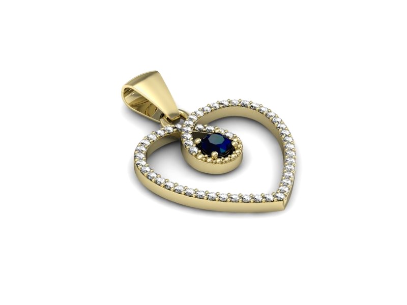 Zawieszka z szafirem i brylantami żółte złoto - W15383zsz — zdjęcie 3