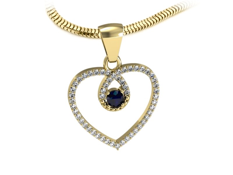 Zawieszka z szafirem i brylantami żółte złoto - W15383zsz