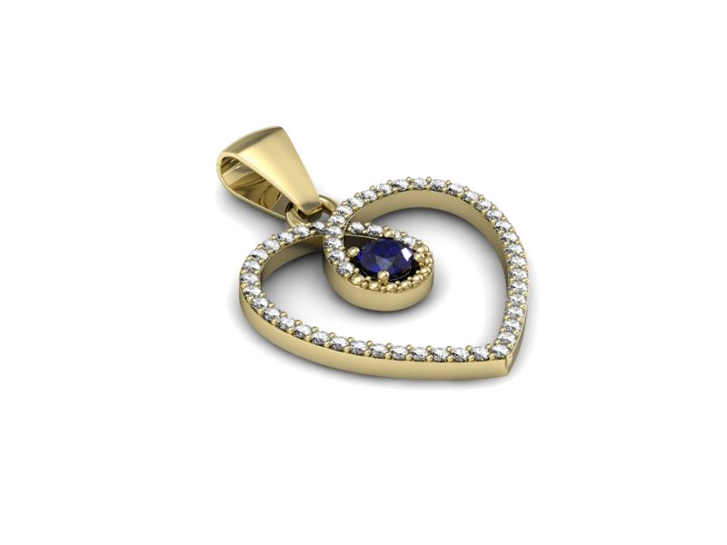 Wisiorek z szafirem i brylantami żółte złoto - W15383zszc — zdjęcie 3
