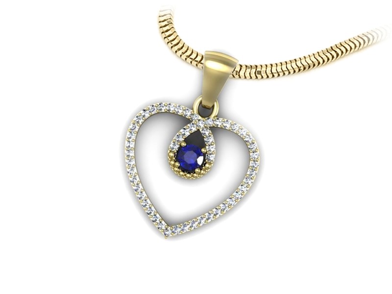 Wisiorek z szafirem i brylantami żółte złoto - W15383zszc — zdjęcie 2