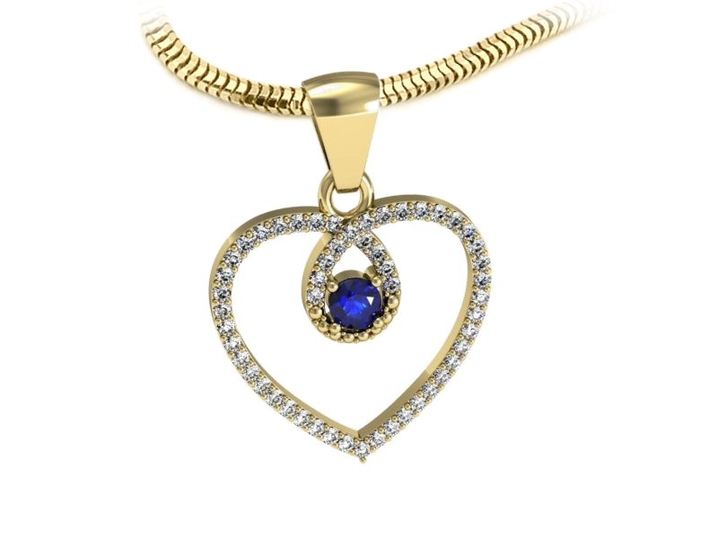 Wisiorek z szafirem i brylantami żółte złoto - W15383zszc