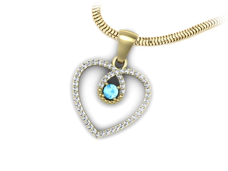 Wisiorek z topazem i brylantami żółte złoto 585 - W15383ztp — zdjęcie 2