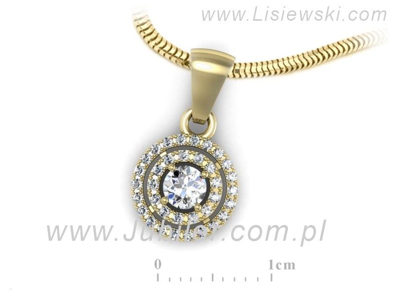 Złota zawieszka Wisiorek z brylantami żółte złoto proba 585 - W15385z - 3