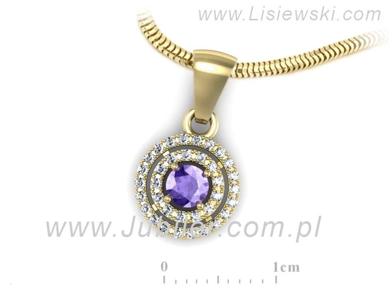 Złoty Wisiorek z tanzanitem i brylantami - W15385zt — zdjęcie 3