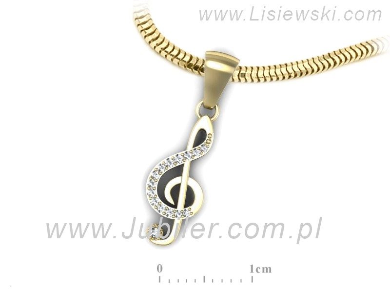 Złota zawieszka Wisiorek z brylantami żółte złoto proba 585 - W15391z - 3