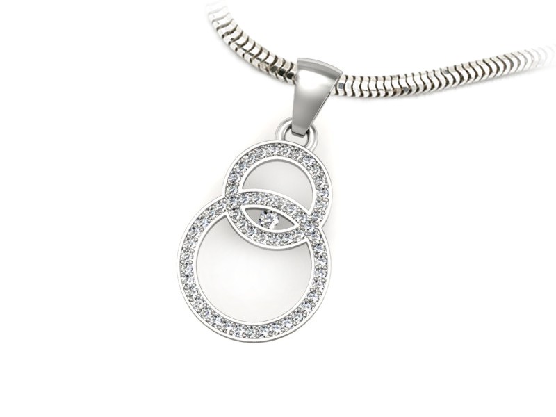 Złota zawieszka Wisiorek z brylantami białe złoto - W15395b — zdjęcie 3