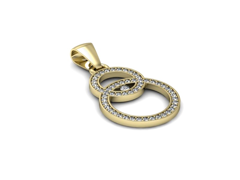 Złota zawieszka Wisiorek z brylantami żółte złoto - W15395z — zdjęcie 2