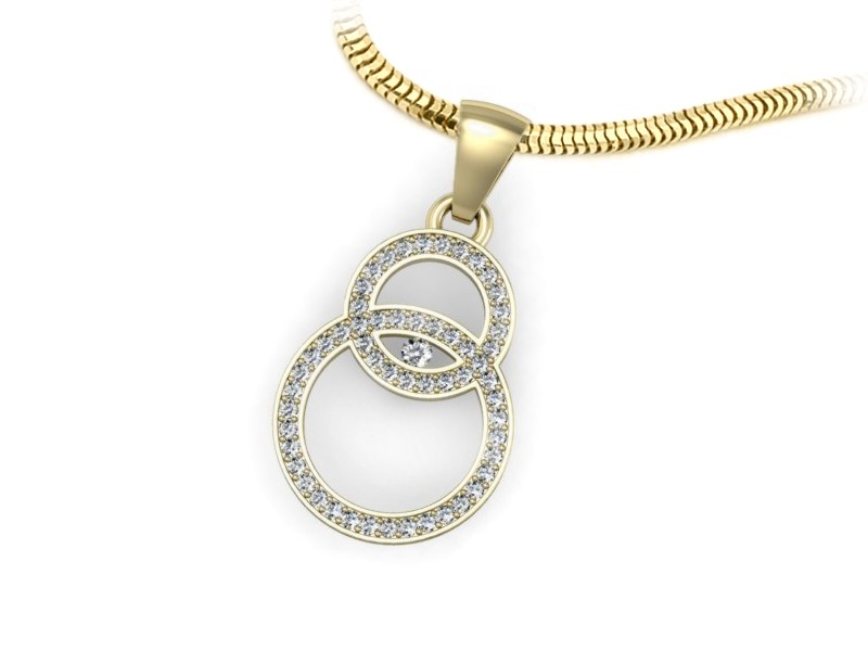 Złota zawieszka Wisiorek z brylantami żółte złoto - W15395z — zdjęcie 3