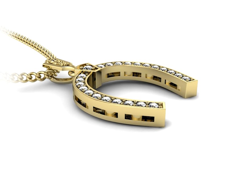 Złota zawieszka Wisiorek z brylantami żółte złoto - W15413z — zdjęcie 2