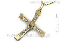 Złota zawieszka krzyżyk z brylantami złoto próba 585 - W15414z- 3