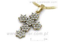 Złota zawieszka krzyżyk z brylantami złoto próba 585 - W15416z- 3