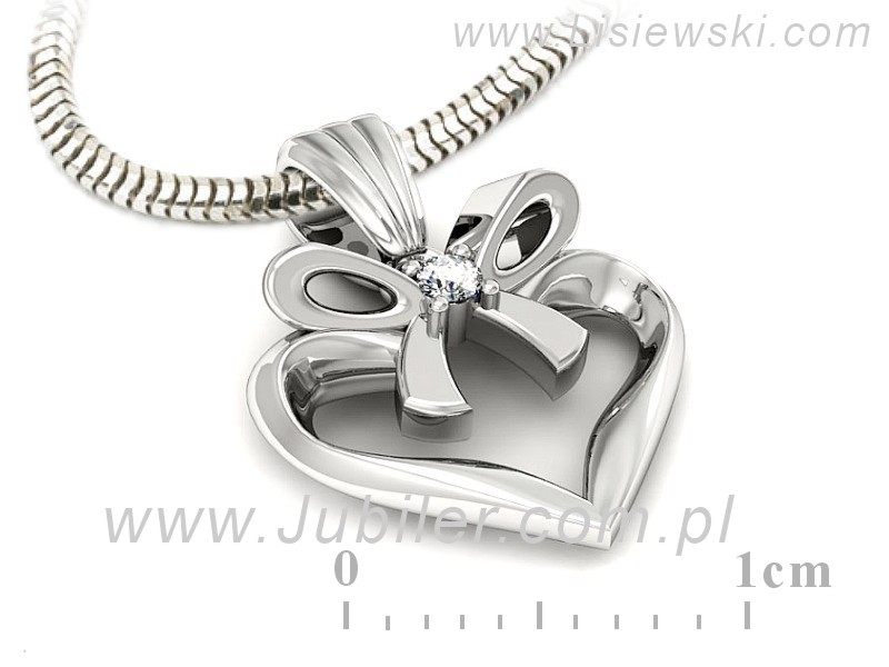 Złota zawieszka Wisiorek z brylantem białe złoto - W15418b — zdjęcie 3