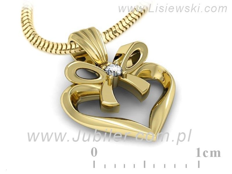 Złota zawieszka Wisiorek z brylantem żółte złoto - W15418z — zdjęcie 3