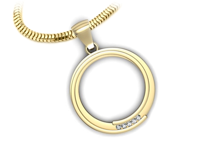 Złota zawieszka Wisiorek z brylantami żółte złoto - W15464z — zdjęcie 3