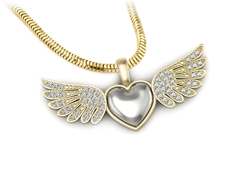 Wisiorek z brylantami z żółtego i białego złota - W15509zb — zdjęcie 3