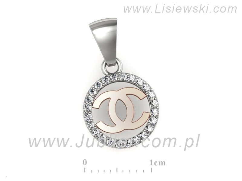 Wisiorek z brylantami z różowego i białego złota - W15510bc — zdjęcie 3