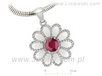 Złota zawieszka Wisiorek z rubinem białe złoto i brylantami - W15567br- 3