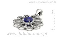Złota zawieszka z szafirem i brylantami proba 585 - W15567bszc- 2