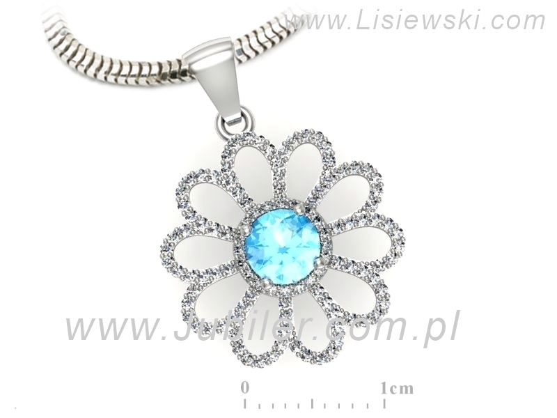 Zawieszka z topazem i brylantami białe złoto 585 - W15567btp — zdjęcie 3