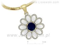 Złota zawieszka Wisiorek z szafirem żółte złoto i brylantami - W15567zsz- 3