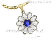 Wisiorek z szafirem żółte złoto szafir i brylantami - W15567zszc- 3