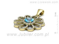 Złota zawieszka Wisiorek z topazem i brylantami żółte złoto - W15567ztp- 2