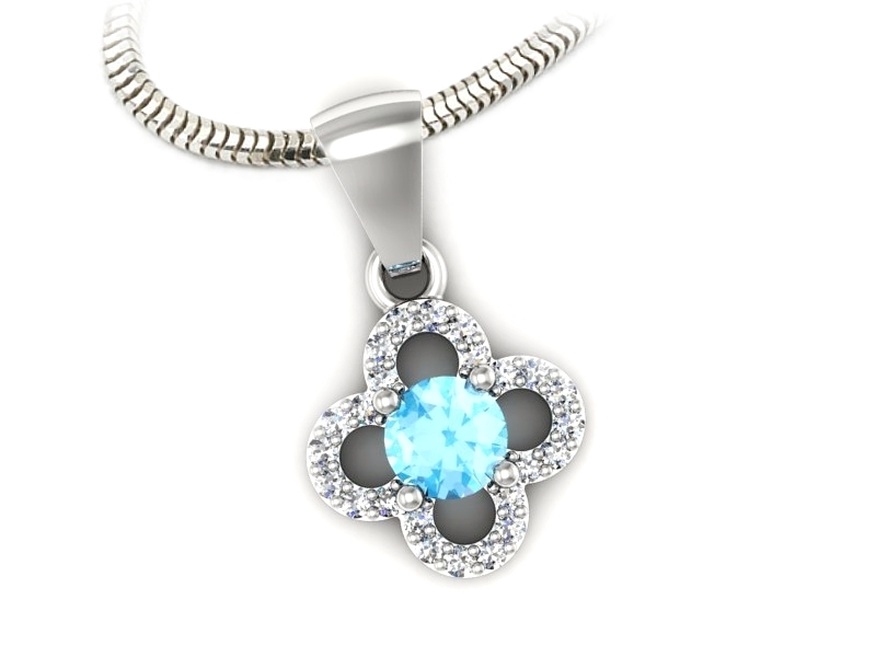 Zawieszka z topazem i brylantami białe złoto 585 - W15576btp — zdjęcie 3