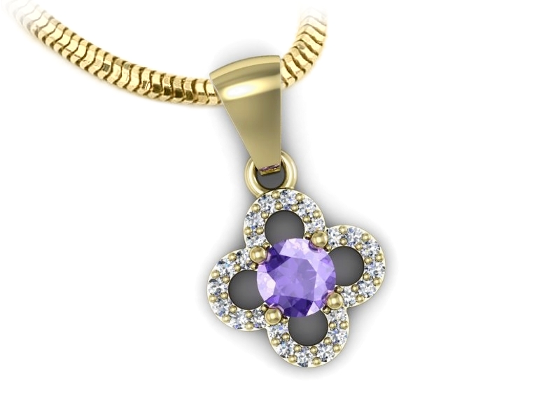 Złoty Wisiorek z tanzanitem i brylantami - W15576zt — zdjęcie 3