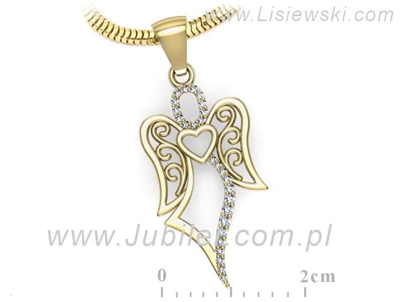 Złota zawieszka Wisiorek z brylantami żółte złoto - W15580z — zdjęcie 3