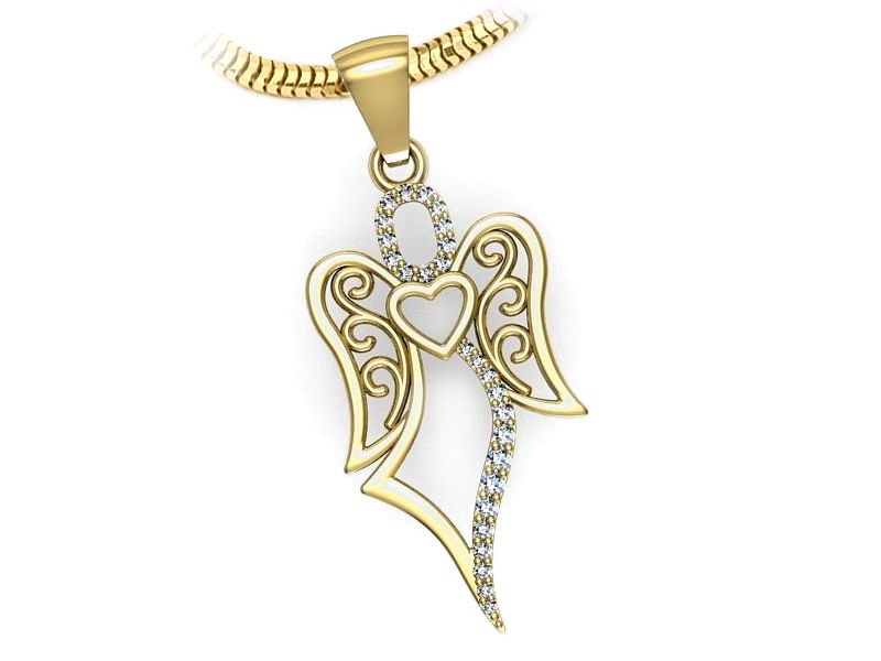 Zawieszka anioł z cyrkoniami - blask nadziei - W15580z_c — zdjęcie 3