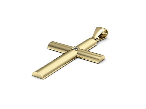 Złoty Krzyżyk z brylantem żółte złoto próba 585 - W15583z