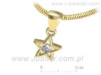 Złota zawieszka Wisiorek z brylantem żółte złoto próba 585 - W15586z- 3