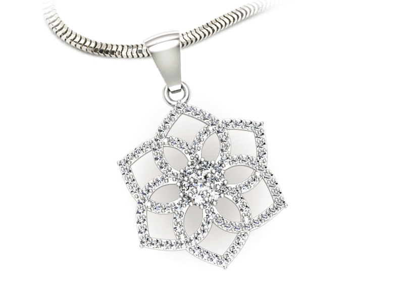 Złota zawieszka Wisiorek z brylantami białe złoto - W15590b — zdjęcie 3