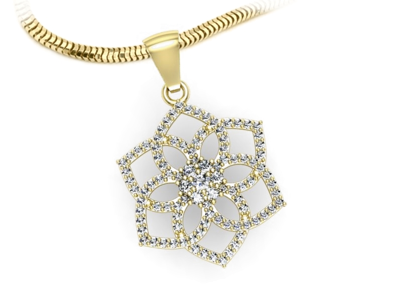 Złota zawieszka Wisiorek z brylantami żółte złoto - W15590z — zdjęcie 3