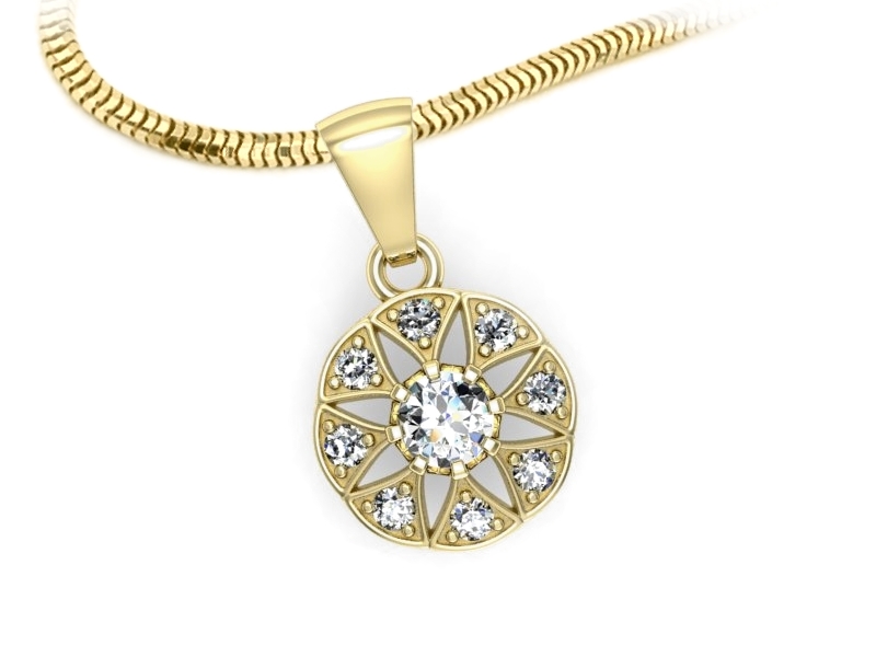 Złota zawieszka Wisiorek z brylantami żółte złoto - W155981z — zdjęcie 3