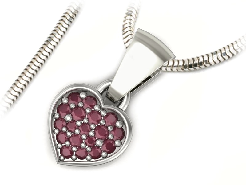 Serce z rubinami w białym złocie pełne uroku i miłości - w16018br — zdjęcie 3