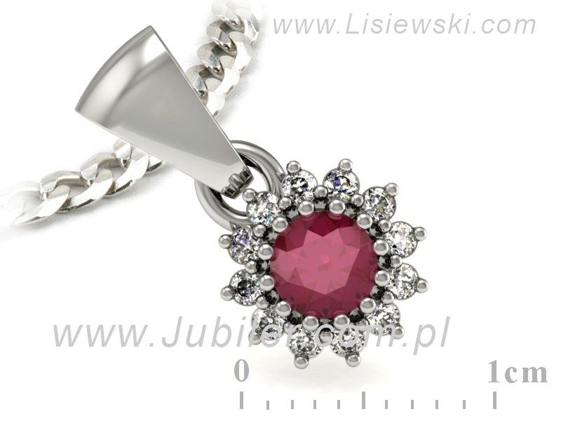 Złota zawieszka z rubinem i brylantami próba 585 - W16040br - 3
