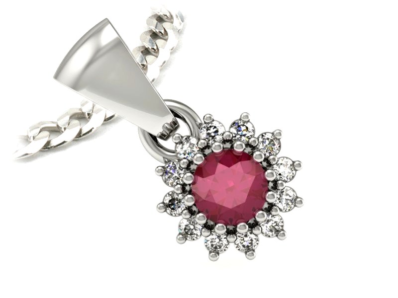Złota zawieszka z rubinem i brylantami próba 585 - W16040br — zdjęcie 3