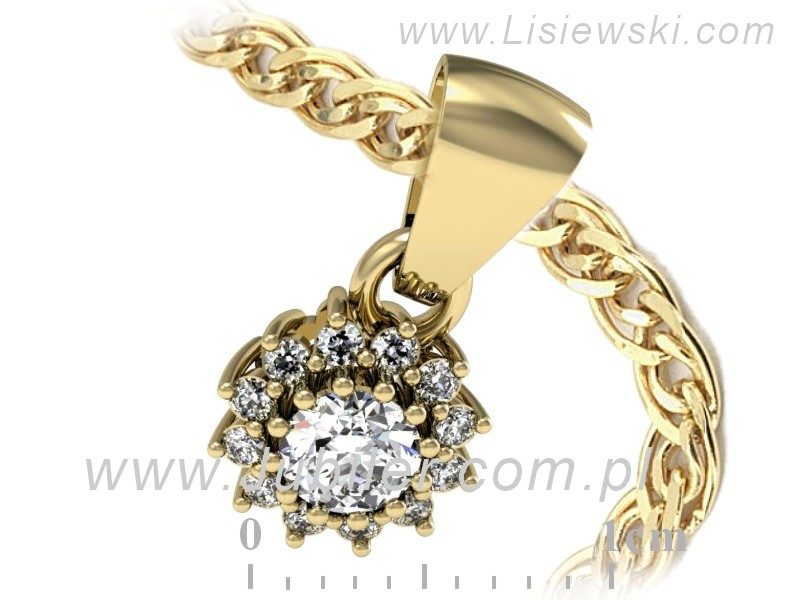 Złota zawieszka Wisiorek z brylantami żółte złoto - W16040z — zdjęcie 3