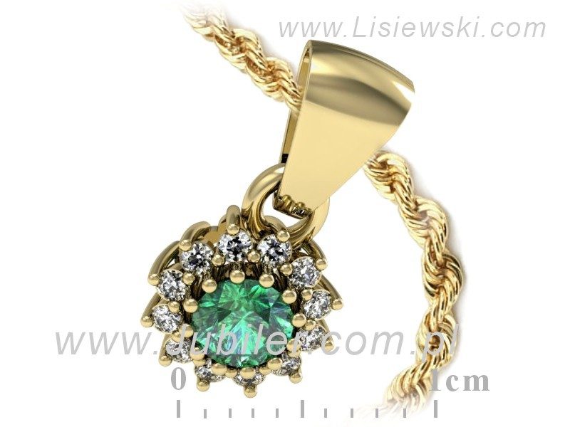 Wisiorek ze szmaragdem i brylantami żółte złoto - W16040zsm — zdjęcie 3