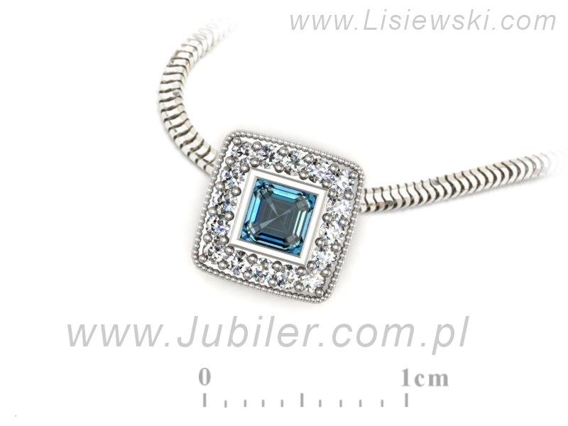 Wisiorek z topazem i brylantami białe złoto 585 - w16105ba — zdjęcie 3