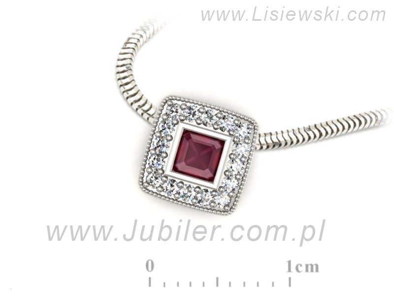 Zawieszka z rubinem i brylantami białe złoto 585 - w16105br — zdjęcie 3