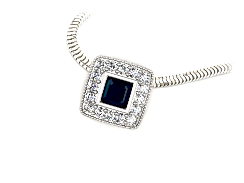 Zawieszka z szafirem i brylantami białe złoto - w16105bsz — zdjęcie 3