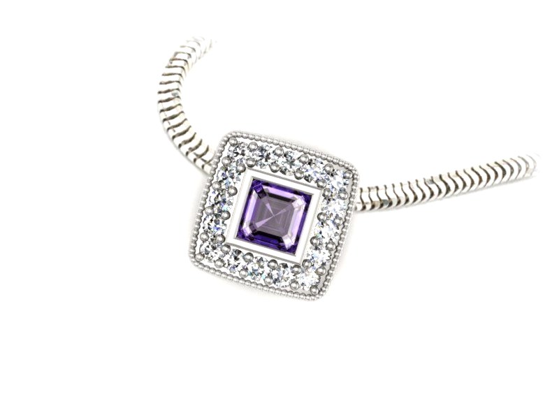 Zawieszka z tanzanitem i brylantami białe złoto - w16105bt — zdjęcie 3