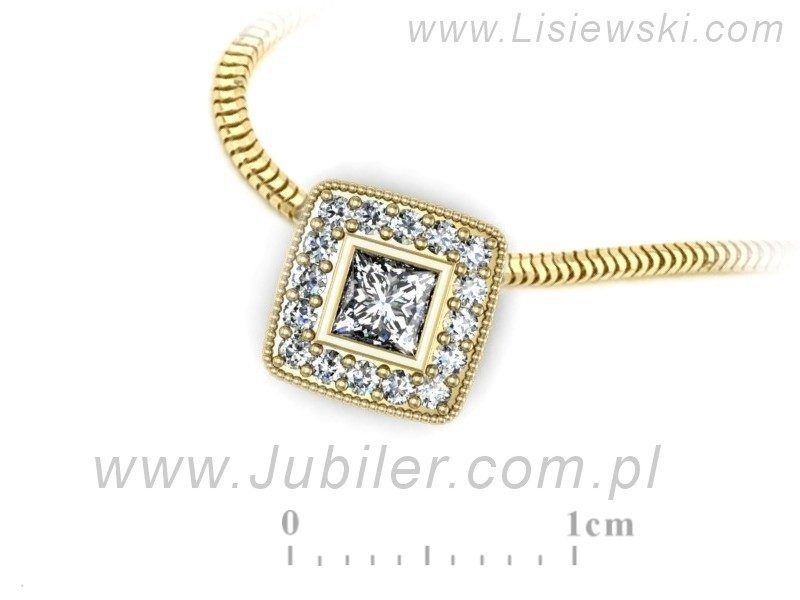Złota zawieszka Wisiorek z diamentami żółte złoto - w16105z - 3