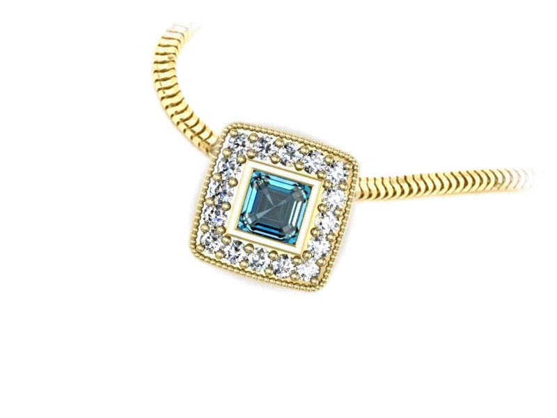Wisiorek akwamarynem z brylantami żółte złoto - w16105zakw — zdjęcie 3