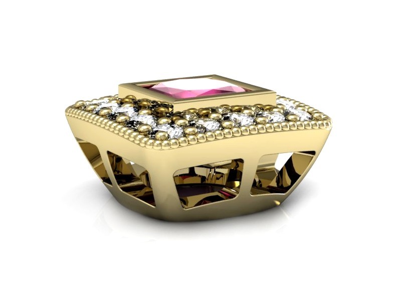 Zawieszka z rubinem i brylantami żółte złoto 585 - w16105zr — zdjęcie 2